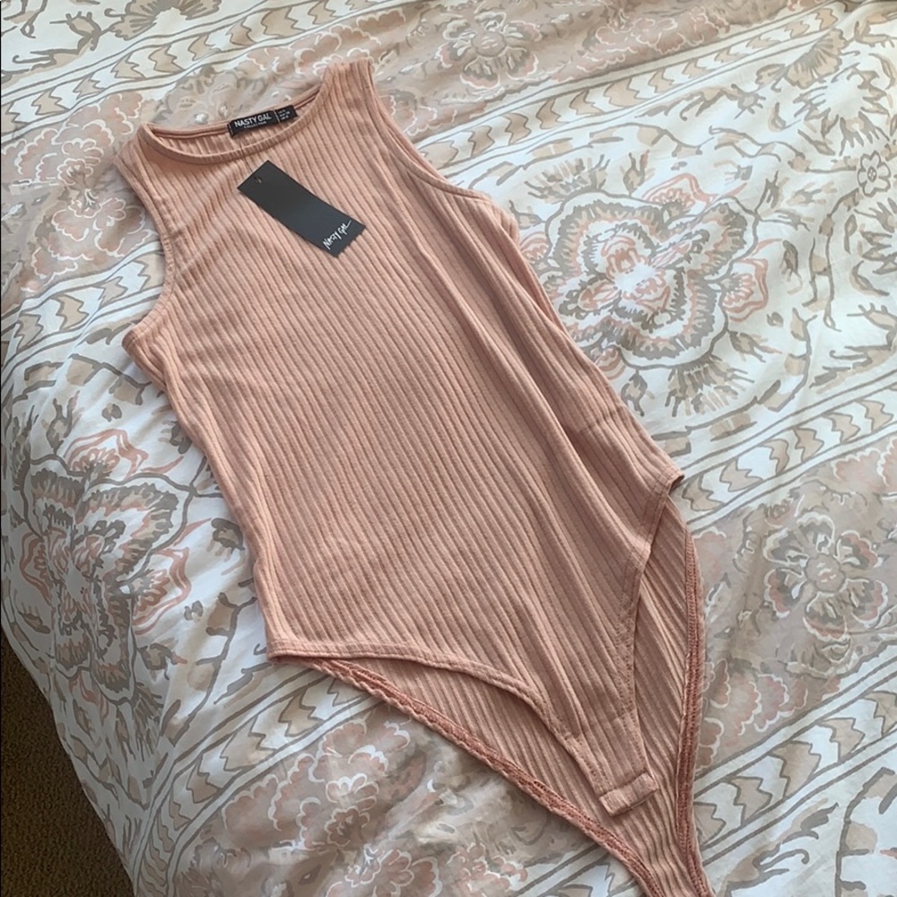 Ribbed pink bodysuit